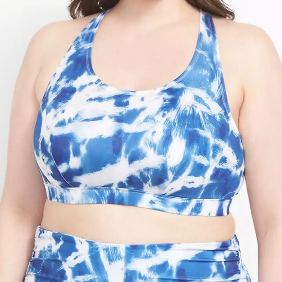 Plus Size 32 Women's Lane Bryant Swimsuit Top Blue wireless tie dye 5x/6x 🏊♂️ - Picture 3 of 9